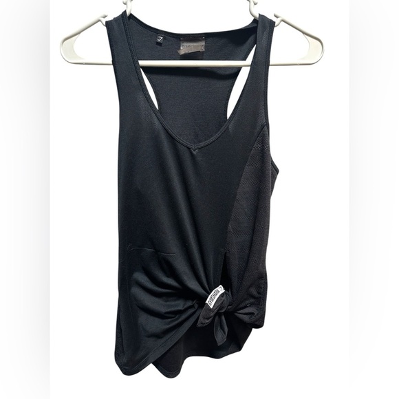 GYMSHARK BLACK OPEN FRONT TIE TANK TOP - Picture 1 of 4